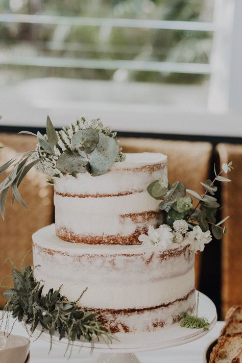 3 Tier Wedding Cake With Greenery, Wedding Cake Foliage, Wedding Cakes With Greenery, Cakes With Greenery, White Wedding Cake With Greenery, Wedding Cake Eucalyptus, Wedding Cake With Greenery, Seminaked Wedding Cake, Sorrento Wedding