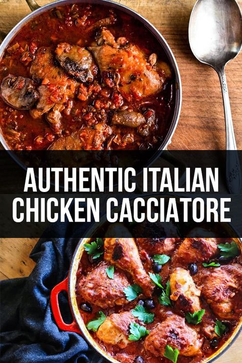 Authentic Italian Chicken Cacciatore Recipe via @nonnabox Italian Chicken Cacciatore, Italian Casserole, Chicken Sausage Recipes, Cacciatore Recipes, Chicken Cacciatore Recipe, Top Chicken Recipes, Italian Pasta Recipes, Chicken Cacciatore, Italian Chicken