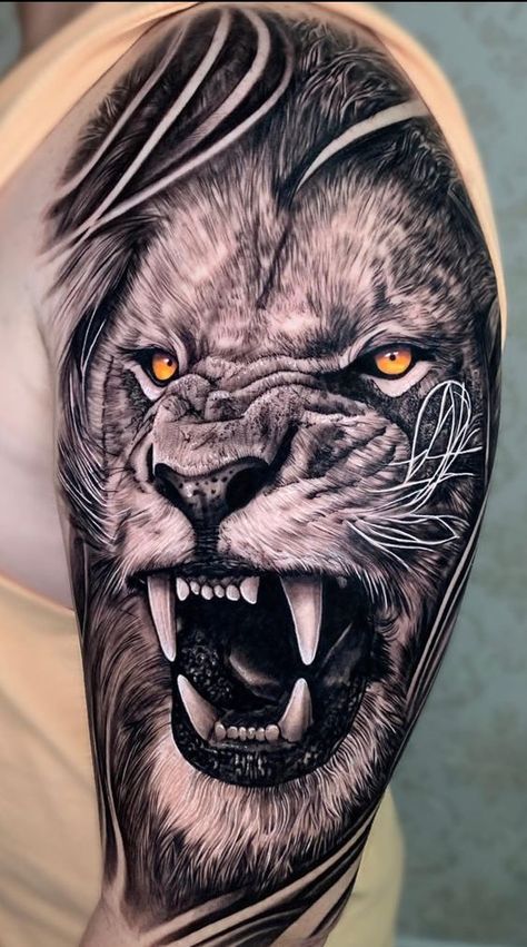 Tato Neck, Tato Naruto, Lion And Lioness Tattoo, Lion Arm Tattoo, Lion Sleeve, Roaring Lion Tattoo, Lion Tattoo Meaning, Lion Shoulder Tattoo, Tato Maori