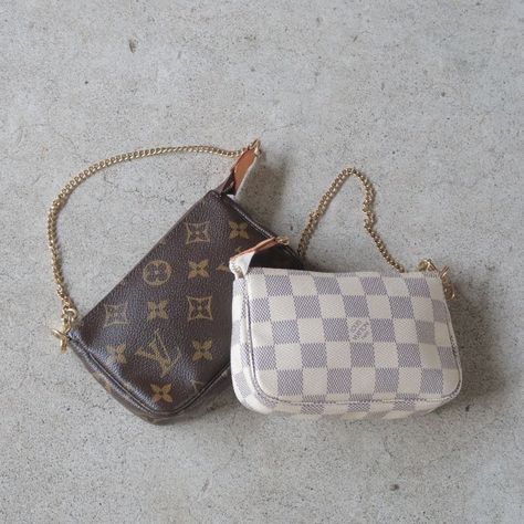 Lv Mini Pochette, Designer Wishlist, Tiny Luxury, Tiny Purse, 2023 Aesthetic, Brown Acrylic Nails, Lv Pochette, Brown Acrylic, Unhealthy Obsession