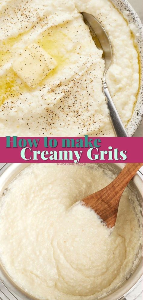 Grits Recipe Creamy, Grits Recipe Breakfast, Cheddar Grits Recipe, Grits Breakfast, Quick Grits, Instant Grits, How To Cook Grits, Creamy Grits, Grits Recipe