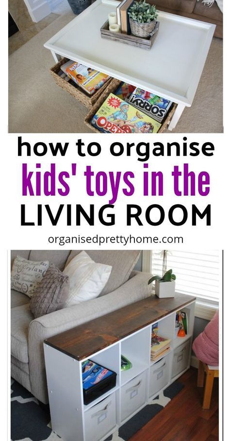 Toy Organization Living Room, Diy Hidden Storage Ideas, Living Room Toy Storage, Toy Room Organization, Organizing Toys, Family Friendly Living Room, Ideas For Organizing, Diy Toy Storage, Board Game Storage