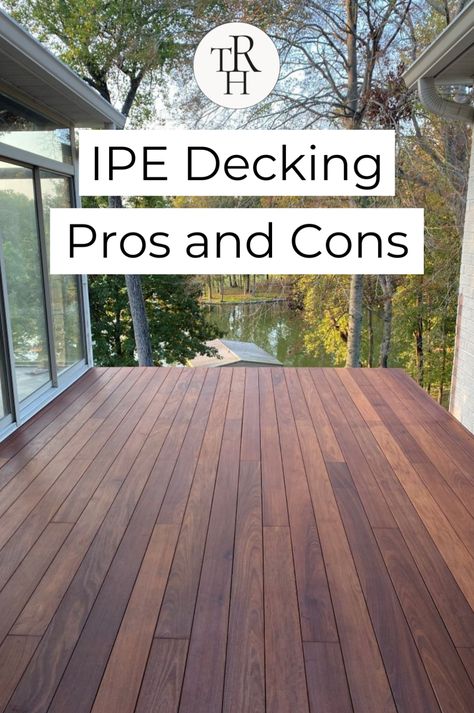 We are sharing tips for using ipe decking for wood decks. When building a new deck, you have a lot of choices for your decking material. One of the most popular decking materials is ipe decking. This South American hardwood is one of the best materials you can choose for your new decks and porches home improvement projects. While Ipe decks might seem ideal, this type of wood has several pros and cons. Head to the blog to learn more for your outdoor projects. Ipe Deck, Ipe Wood Deck, Wood Decks, Ipe Decking, Deck Flooring, Best Home Interior Design, Balcony Flooring, Ipe Wood, Interior Decorating Tips