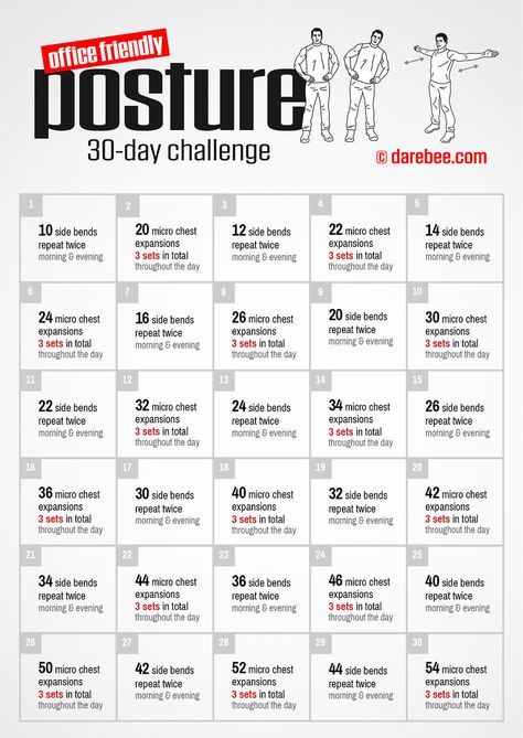 30-Day Posture Challenge by DAREBEE Posture Challenge, Glute Challenge, Month Workout Challenge, Stretch Armstrong, Gym Challenge, Running Plan, Posture Exercises, Office Exercise, Endocannabinoid System