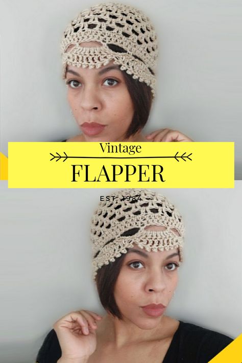 Crochet hat pattern - Vintage inspired Flapper hat  This is is not your granny’s hat The crochet hat gives you that vintage 1920’s style. If you always wanted to venture into crochet apparel then this pattern is for you. This is a pattern is made in any worsted weight yarn.  This is an intermediate pattern. Video and stitch instructions are included. This is written in US crochet terminology.  Caron one pound yardage 300 yards & 5 mm hook Vintage Crochet Hat, Flapper Hats, Crochet Locs, Crochet Apparel, Crochet Terminology, Juliet Cap, Crochet Skull, Winter Crochet, Crochet Idea