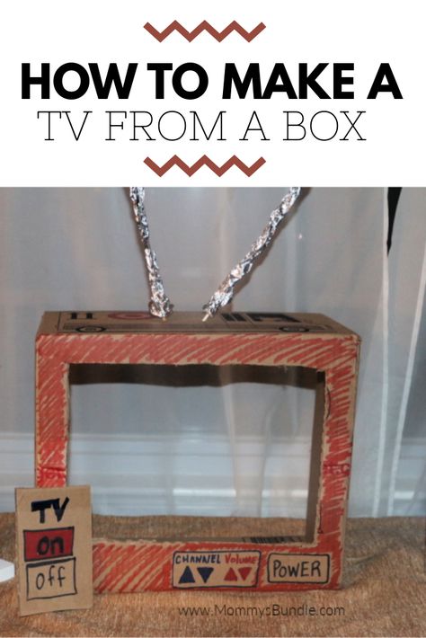 Wondering what to do with all those gift boxes after the holidays? Let your kid play creatively with a cardboard box tv for hours of indoor fun! What To Do With Boxes, Tv Craft For Kids, Box Study Preschool, Tv For Kids, Maths Classroom Displays, Tv Craft, Easy Kids Art Projects, Maths Classroom, Bullentin Boards