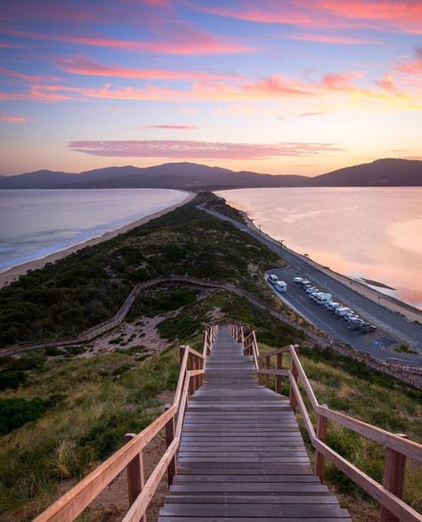 The Neck viewed from Turganini Lookout, Bruny Island, Tasmania Bruny Island, Australian Travel, Sunset Views, Hobart, Summer Months, Australia Travel, Tasmania, Travel Aesthetic, Trip Planning