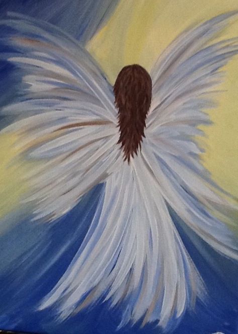 Angel Painting Ideas On Canvas, Angel Acrylic Painting For Beginners, Angel Painting Easy Canvases, How To Paint Angels, Angel Paintings On Canvas, Angel Painting Easy, Angel Ascending, Angel Canvas Painting, Angel Drawing Easy