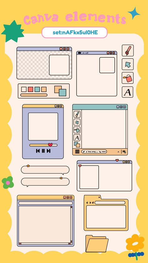 Cute Canva Frame // Pastel windows UI // cute Cute Canva Elements, Canva Design Ideas, Canva Keywords, Canva Frames, Gfx Design, Keyword Elements Canva, Graphic Shapes Design, Canva Elements Keyword, Desain Quilling