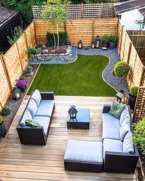 Moderne Have, Terrace Garden Ideas, Backyard Garden Landscape, Back Garden Design, Small Backyard Gardens, Landscape Designs, Outdoor Gardens Design, Backyard Garden Design, Deck Garden