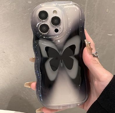 Black Iphone Cover, Groovy Butterfly, Y2k Phone Case, Dream Phone, Butterfly Phone Case, Bling Phone Cases, Girly Phone Cases, Iphone Obsession, Black Gradient