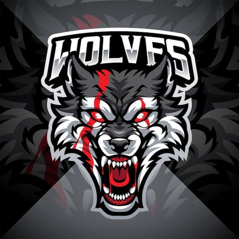 Vector wolves head esport mascot logo de... | Premium Vector #Freepik #vector #wolf-mascot #esport-mascot #wolf-icon #gaming-mascot Wolf Drawing Tattoo, Wallpaper Wolf, Aesthetic Wolf, Wolf Drawing Easy, Drawing Wolf, Wolf Designs, Tattoo Wolf, Mascot Logo Design, Sports Logo Inspiration