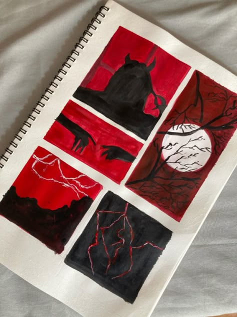 Black And Red Painting Ideas Easy, Black Art Aesthetic Painting, Black And Red Painting Aesthetic, Red Painting Aesthetic Easy, Notebook Drawing Aesthetic Love, Red Paintings Aesthetic, Aesthetic Drawing Collage, Desene Aesthetic, Red Drawing Aesthetic