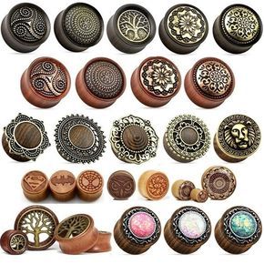 Wooden Ear Plug - Choose Design & Size - Wood Flesh Tunnel Stretcher Expander Space Tattoo Sleeve, Piercings Lip, Piercings Tragus, Guys Ear Piercings, Double Cartilage, Tongue Piercings, Belly Piercings, Piercings Cartilage, Lip Piercings