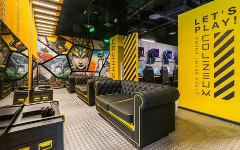 Video Game Lounge, Game Interior Design, Playstation Design, Game Room Layout, Playstation Shop, Playstation Room, Gaming Cafe, Game Net, Digital Underground