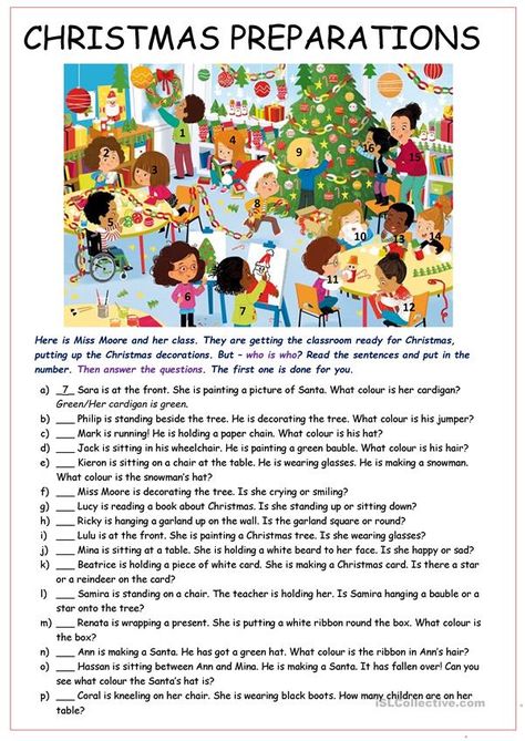 Esl Christmas Worksheets, Christmas Esl Worksheets, Christmas English Worksheets, Christmas English Activities, New Year Worksheets For Kids, Esl Christmas Activities, Christmas Esl Activities, New Year Worksheet, Christmas Worksheets For Kids