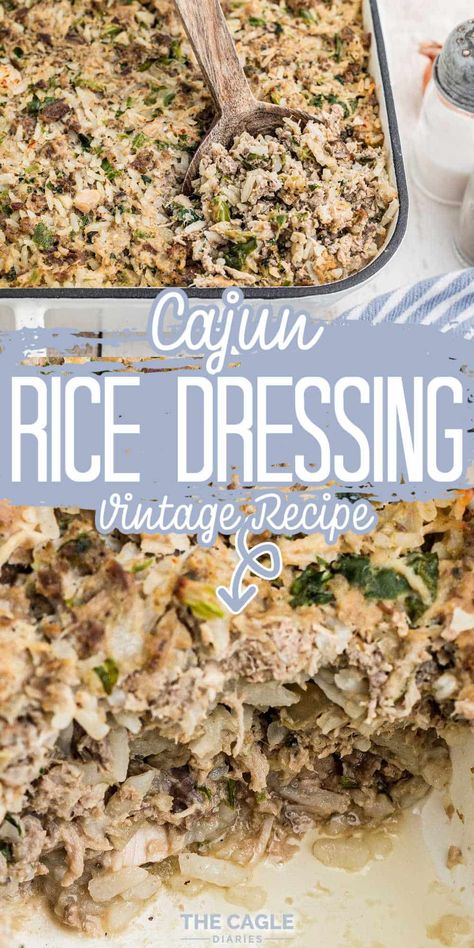 Louisiana Rice Dressing, Rice Dressing Recipe Thanksgiving, Cajun Rice Dressing Louisiana, Cajun Dressing Thanksgiving, Old Cajun Recipes, Rice Dressing Cajun, Rice Dressing Louisiana, Cajun Dressing Recipe, Cajun Rice Dressing Recipe