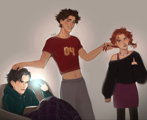 James And Albus Potter, Harry Potter Fan Art Hinny, Harry And Lily Luna, James Lily And Harry Fan Art, James Albus And Lily Potter, James And Lily Potter Fan Art, James Sirius Potter Fanart Next Gen, Lily Luna Potter Fan Art, Luna And Harry Fan Art