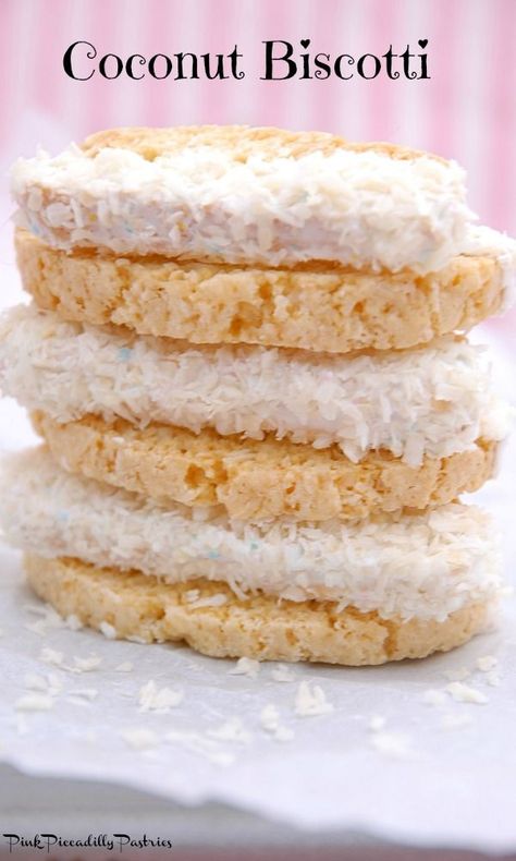 Baking Day: Double Coconut Biscotti | Pink Piccadilly Pastries | Bloglovin’ Coconut Biscotti, Semolina Recipes, Best Biscotti Recipe, Christmas Biscotti, Biscotti Cookies, Biscotti Recipe, Italian Cookies, Biscuit Cookies, Italian Desserts