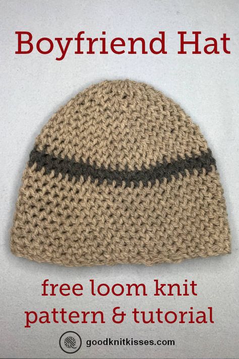 Get your free loom knit Boyfriend Hat pattern today!  Comes in womens and mens sizes!  #goodknitkisses #knithat #knitting #freeknittingpattern #boyfriendhat Boyfriend Hat, Loom Knitting Patterns Hat, Round Loom Knitting, Loom Hats, Loom Knitting Tutorial, Loom Knit Hat, Loom Knitting Stitches, Round Loom, Knifty Knitter