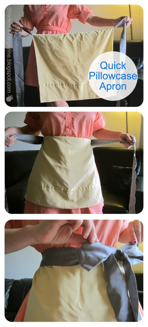 Need an apron for your Halloween costume? Make one quickly with ribbon and a pillowcase 1960s Housewife, Housewife Costume, Goodwill Outlet, 50s Costume, Goodwill Store, Diy Apron, Diy Kostüm, Hallowen Costume, An Apron