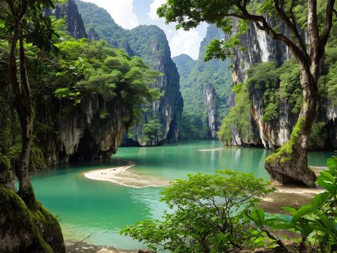 Discover Thailand's Beauty: Khao Sok National Park Lake Thailand Landscape, Khao Sok National Park, Inspiring Landscapes, Awe Inspiring, Landscape Photography, Cityscape, National Park, National Parks, Thailand