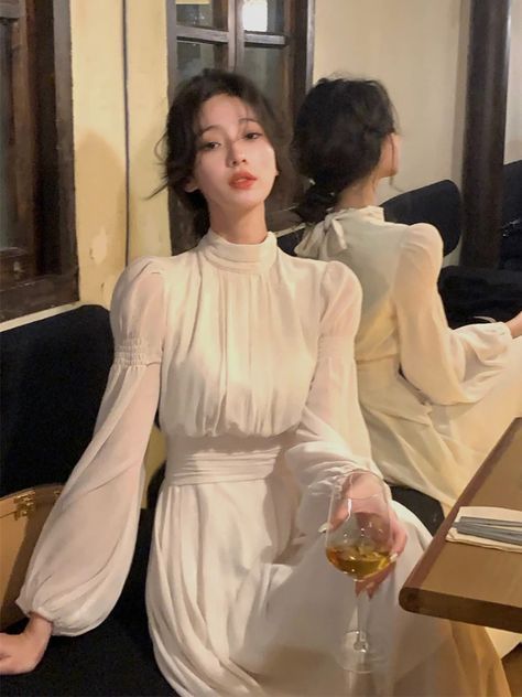 2024 Spring Turtleneck White Midi Dress Women  Long Sleeve French Elegant One Piece Dress Korean Y2k Clothing Design, Turtleneck White, Long Sleeve Bodycon Midi Dress, Turtleneck Midi Dress, Dress Korean, Elegant Midi Dresses, White Midi, Y2k Clothing, Korean Dress