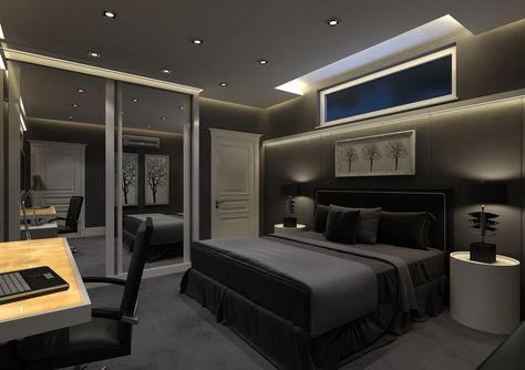 Luxurious Bedrooms For Men, Dark Theme Room, Boys Room Aesthetic, Boy Room Aesthetic, Boyfriend Bedroom, Game Room Ideas, Boy Bedrooms, Bedroom Boy, Small Game Rooms