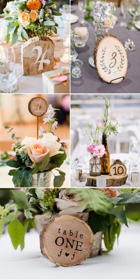 Ideas de decoração com madeira para centros de mesa #letrasecompanhia Table Numbers Wedding Diy, Diy Table Numbers, Wooden Table Numbers, Number Ideas, Diy Wedding Table, Decoration Pieces, Tafel Decor, Number Signs, Rustic Wooden Table