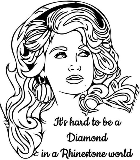 Dolly Parton Tattoo Outline, Dolly Parton Svg File Free, Dolly Parton Svg, Dolly Parton Line Drawing, Country Music Coloring Pages, Dolly Parton Silhouette Svg, Dolly Parton Tattoos, Country Music Svg Free, Country Music Svg