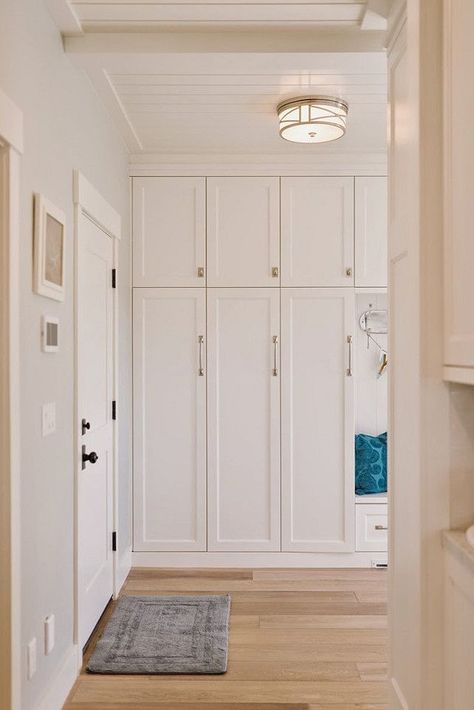 flooring   Since you'll be able to see the laundry room/mudroom through the sliding door (that is mostly left open) in the kitchen/dining room, we really wanted the two spaces to complement each other well. Here's a Pretty Mudroom, Entry Cabinets, Organized Mudroom, Hall Storage, Pretty Closets, Laundry Room/mudroom, Armoire Entree, Mudroom Cabinets, Entry Storage