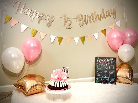 6months Birthday Decoration Ideas, Girl Half Birthday Ideas, Half Birthday Theme For Girl, Half Month Birthday Ideas, 6month Bday Decoration, Half Way To One Birthday Decoration, 6 Month Birthday Decoration Ideas, Half Birthday Decoration Ideas At Home, Half Year Birthday Ideas Girl