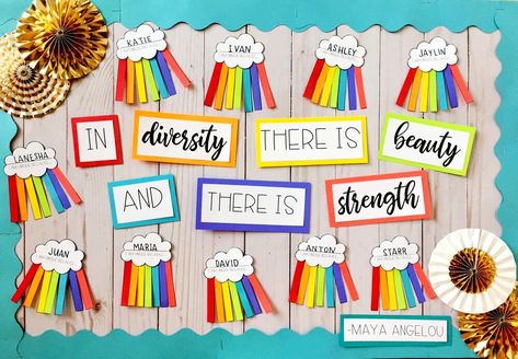 Diversity Classroom Decor, Kindness Door, Diversity Display, Diversity Bulletin Board, February Bulletin Boards, Hallway Bulletin Boards, Rainbow Bulletin Boards, March Bulletin Board, Diversity Poster