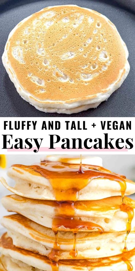 Pancakes Recipe Vegan, Healthier Pancakes, Healthy Fluffy Pancakes, Vegan Recipes For Kids, Vegan Pancake, Easy Vegan Pancakes, Eggless Pancakes, Vegan Breakfast Pancakes, Vegan Pancake Recipe Easy