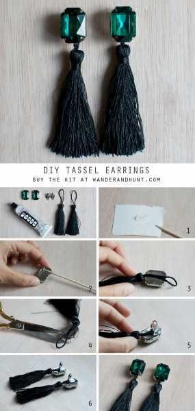 I have ongoing issues with my earring holes so when I came across these Clip on Earrings I was like WOW! Wander and Hunt share the tutorial to make these beautiful earrings. This is what you will n… Anting Manik, Diy Ombre, Earring Kit, Trendy Jewerly, Silk Thread Jewelry, Diy Tassel, Earrings Diy, Tassel Jewelry, Jewelry Repair