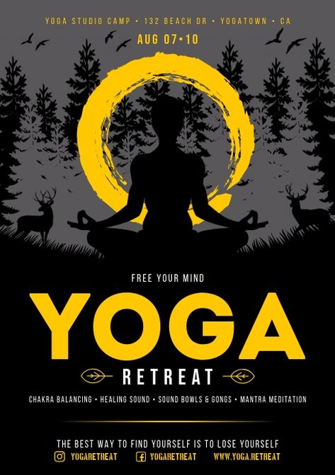 YOGA POSTER Yoga Retreat Poster, Meditation Poster Design, Yoga Poster Design Graphics, Yoga Design Graphic, White Tantra, Retreat Flyer, Yoga Poster Design, Fitness Templates, Yoga Posters