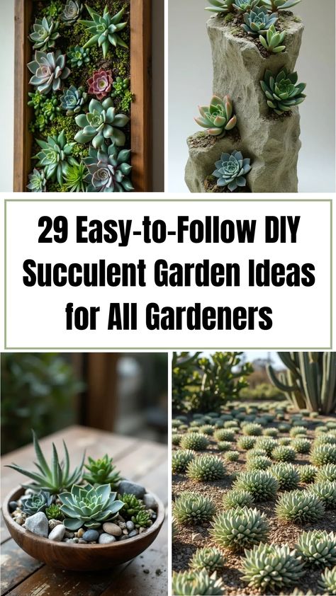 beautiful diy succulents Diy Wall Planter Indoor Vertical Succulent Gardens, Succulent Display Ideas Indoor, Unique Succulent Planter Ideas, Succulent Display Ideas, Wall Garden Diy, Creative Flower Pot Ideas, Outdoor Succulent Planter, Outdoor Succulent Garden, Diy Succulent Garden