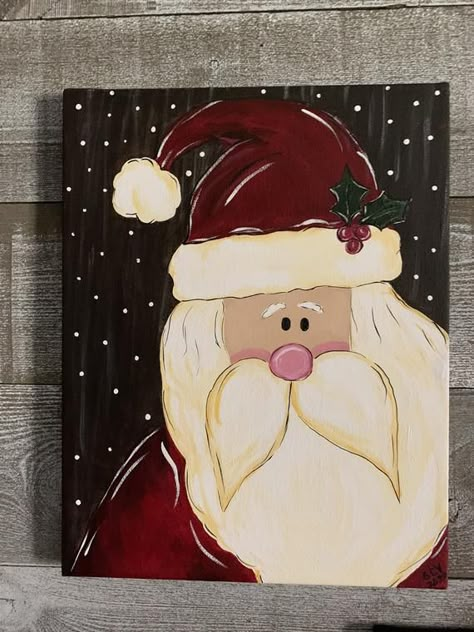 Rustic Santa | Etsy Diy Santa Painting, Simple Santa Painting, Primitive Santa Painting, Santa Paintings On Canvas Easy, Painted Santas On Wood, Painted Santa Faces, Santa Paintings On Canvas, Easy Santa Painting, Santa Faces To Paint