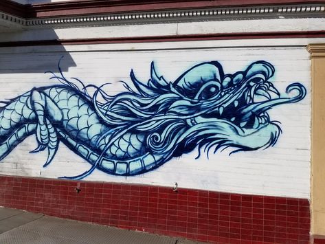 Campervan Makeover, Graffiti Dragon, Dragon Mural, Dragon Wall Mural, Cafe Street, Street Art Mural, Wall Murals Diy, Dragon Wall, Mural Ideas