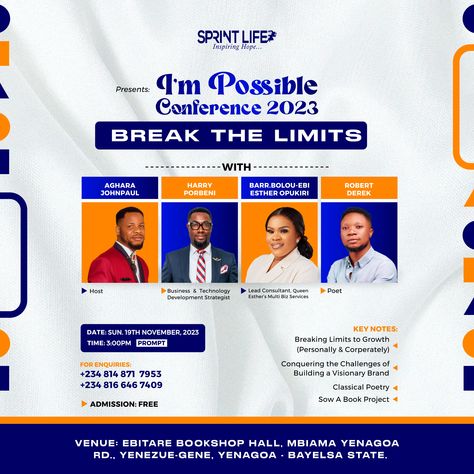 E-FLYER DESIGN FOR I'M POSSIBLE CONFERENCE
#FLYER #CONFERENCE #EVENTFLYER #DESIGNER Conference Poster Design Events, Summit Flyer Design, Conference Banner Design, Church Conference Flyer Design, Seminar Flyer Design, E Flyer Design, Conference Flyer Design, Webinar Flyer, Panel Event