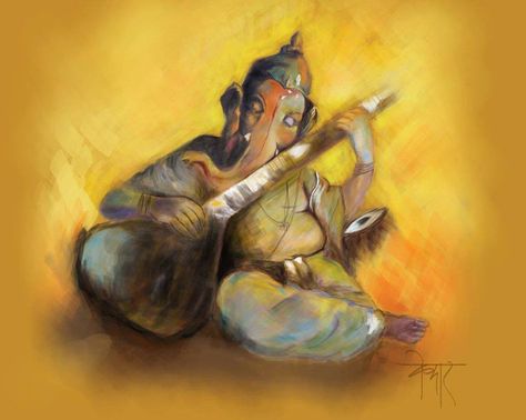 Ganesha God, Andrew Loomis, Ganesh Art Paintings, Ganpati Ji, Spiritual Paintings, Shiva Family, Baby Ganesha, Buddha Art Painting, Sanatana Dharma