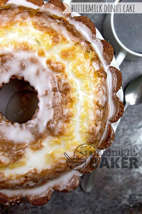 Buttermilk Doughnut Cake, I Am A Baker Recipes, Buttermilk Bundt Cake Recipes, Brunch Birthday Cake, Buttermilk Cheesecake, Buttermilk Donut Cake, Donut Cake Birthday, Cardamom Bundt Cake, Spice Pound Cake