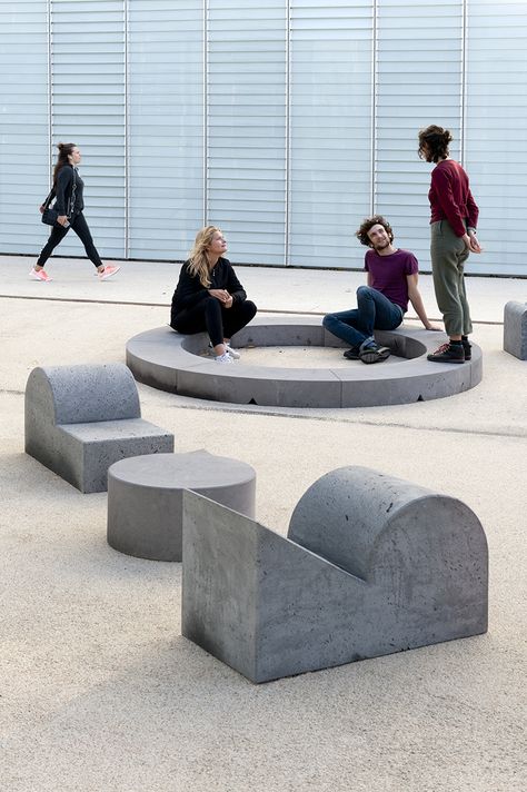 Orchestre: A Series of 26 Outdoor Seating Sculptures - Design Milk Urban Furniture Design, Public Space Design, Public Seating, Concrete Furniture, Urban Furniture, Diy Furniture Renovation, Bench Designs, Street Furniture, Bleachers