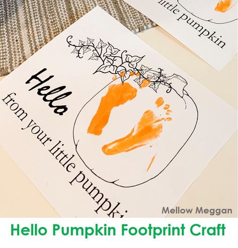 Pumpkin Footprint, Handprint Pumpkin, Pumpkin Handprint, Pumpkin Crafts For Kids, Handprint Crafts For Kids, Footprint Craft, October Crafts, Baby Art Projects, Footprint Crafts