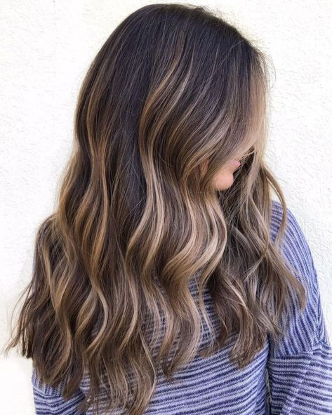 Partial Highlights to Freshen Dark Hair Highlight For Dark Hair, Partial Babylights On Dark Hair, Partial Highlights For Black Hair, Partial Highlights Brown Hair, Brown Hair Partial Highlights, Balayage Styles, Partial Balayage, Partial Highlights, Hair Adviser