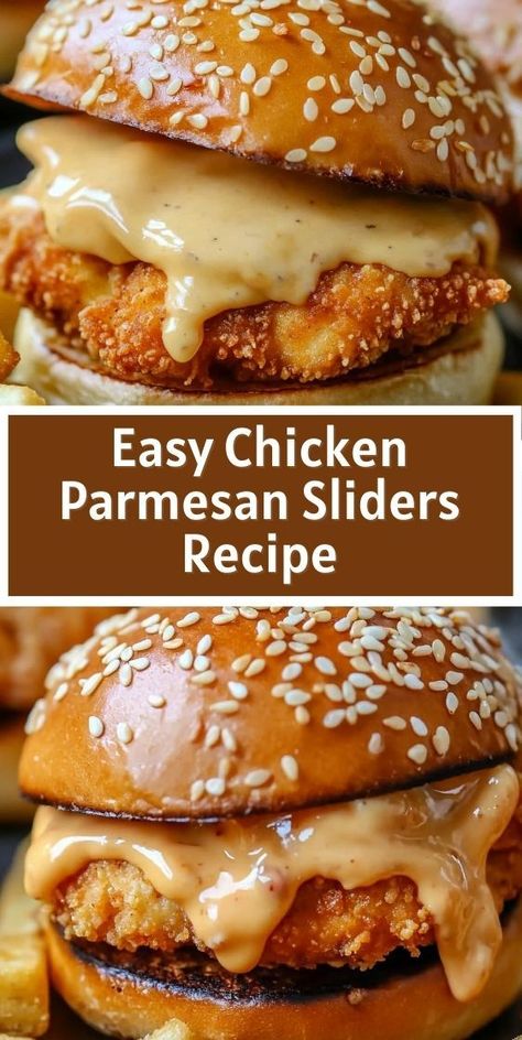 Looking for a simple yet unforgettable slider recipe? These bang bang chicken parmesan sliders blend crispy chicken, parmesan, and a signature spicy sauce, bringing bold flavors to every bite. Great for quick dinners or entertaining! Spicy Chicken Sliders, Chicken Sliders Recipes, Chicken Parmesan Sliders Recipe, Slider Ideas, Crispy Chicken Parmesan, Festive Food Ideas, Parmesan Sliders, Chicken Parmesan Sliders, Slider Recipe