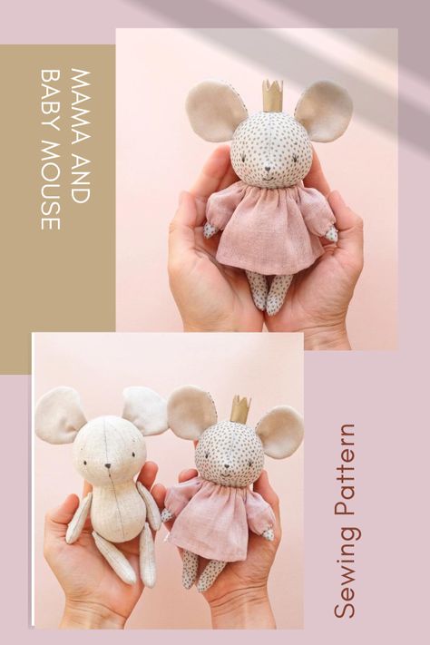 Mouse Sewing Pattern, Mouse Sewing, Doll Patterns Free Sewing, Felt Toys Patterns, Gifts Crochet, Doll Patterns Free, Crocheting Patterns, Beginners Crochet, Mama And Baby