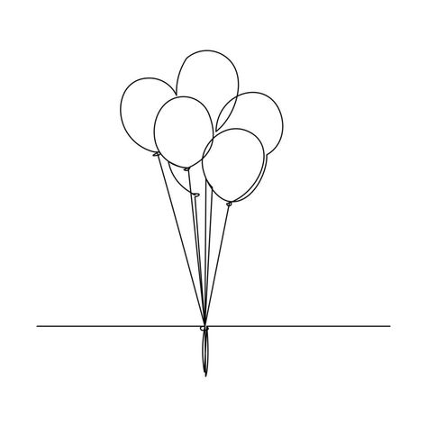 Continuous line drawing of birthday celebration balloon. Single one line art of decoration balloon concept design outline. Vector illustration Balloon Line Art, How To Draw Balloons, Tea Towels Embroidery, Htv Ideas, Design Outline, Continuous Line Art, Balloon Illustration, Balloon Cartoon, Celebration Balloons