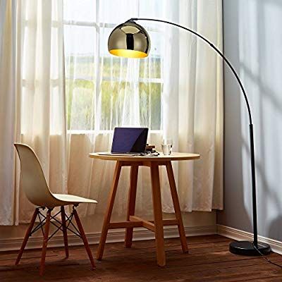 Versanora Arquer Arc Floor Lamp with Gold Shade and Black Marble Base: Amazon.co.uk: Lighting Lamps 2022, Office Floor Lamps, Modern Arc Floor Lamp, Globe Lamp, Simple Lamp, Arc Floor Lamp, Globe Lamps, Arched Floor Lamp, Floor Lamp Shades