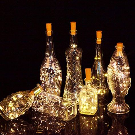 Lights In A Bottle, Fairy Lights Diy, Led Bottle Light, Studio 54 Party, Outdoor Garland, Halloween Bar, Wine Bottle Corks, String Lights Wedding, Lighted Wine Bottles